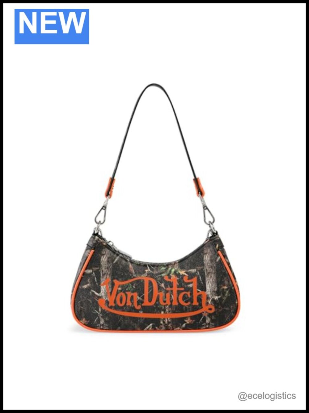 Vegan Leather Shoulder Bag with Detachable Strap and Chain Charm